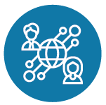 people in a network around a globe