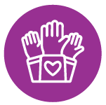 hands being raised with a heart on sleeve