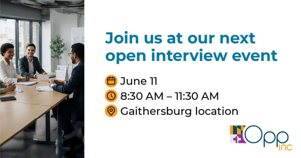 a photo of people working in an office, text that say join us for open interviews event on June 11th