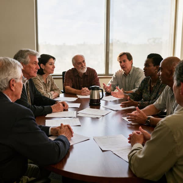 family advisory council sitting around a table